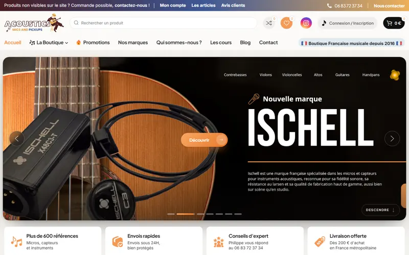 Aperçu du site Acoustics Mics & Pickups